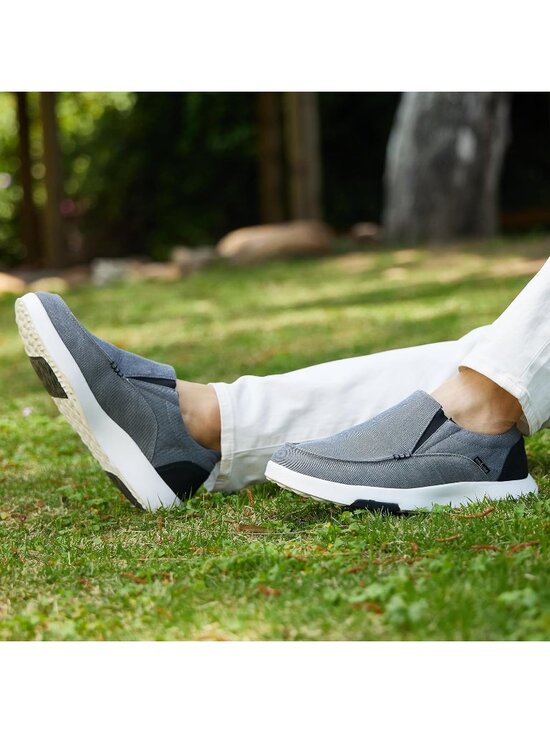 ?Men\'s Dark Grey Canvas Slip-On Orthopedic Comfortable Vintage Fashion Loafers main image 4